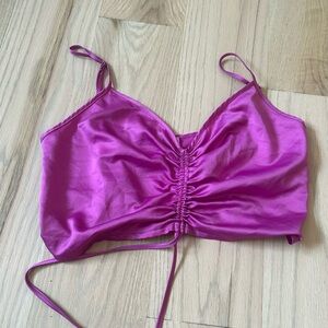 Zara purple satin drawstring cropped tank top